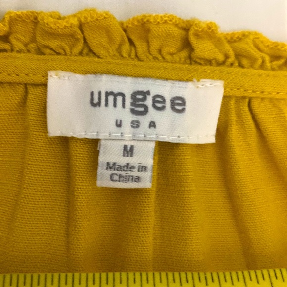 UMGEE linen dress with ruffles embroidery sleeves and hem size M - Picture 7 of 8